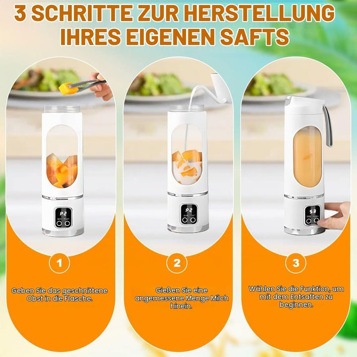 Tragbarer Mixer Smoothie Maker To Go, Pengrity 450 ML Portable Blender, mit LED Display, 12 Klingen,