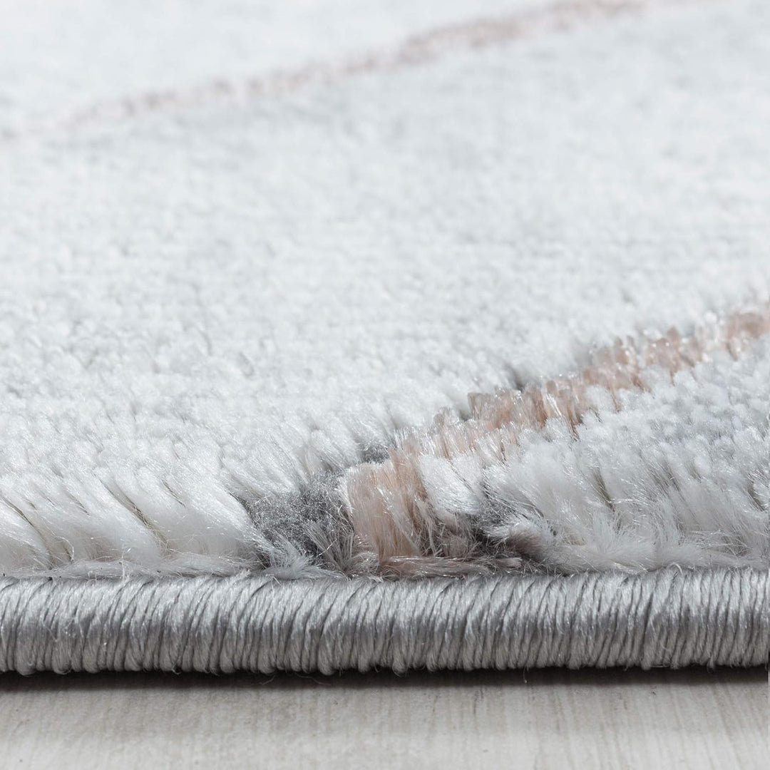 Carpetsale24 Modern Designer Teppich, Kurzflor Rauten - Marmor Optik, Rechteckig, Grau und Bronzefar