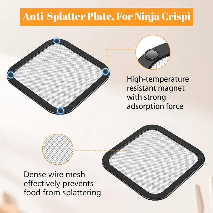 Airfryer Zubehör für Ninja CRISPi FN101EU, Inklusive1 Hitzebeständige Magnetische Spritzschutze Pass