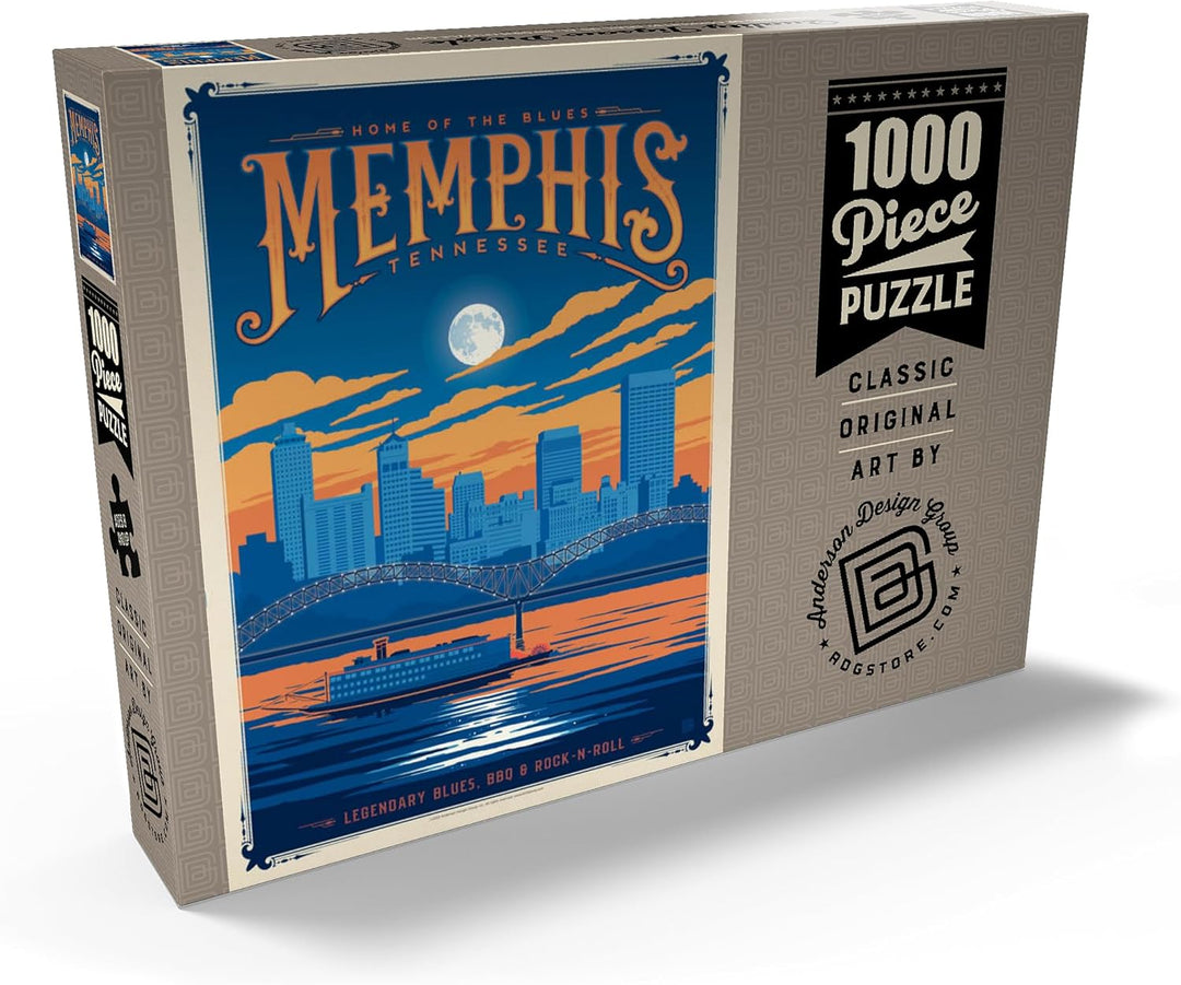 Memphis, TN: Home of Blues, Rock n’ Roll, and Soul, Vintage Poster - Premium 1000 Teile Puzzle - MyP