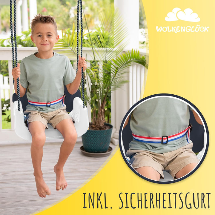 WOLKENGLÜCK® Babyschaukel 3 in 1 [6 Monaten bis 6+ Jahre] - Mitwachsende Kinderschaukel für Outdoor