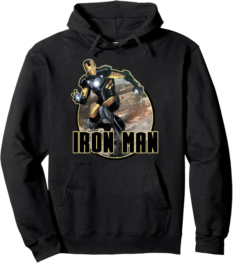 Marvel Iron Man Rubble Explosion Circle Portrait Pullover Hoodie