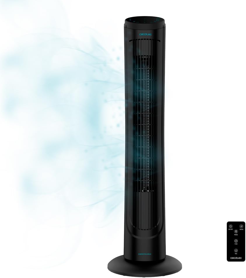 Cecotec Digitale Turmventilator mit Fernbedienung und Timer EnergySilence 9090 Skyline, 45 W, 40'' (