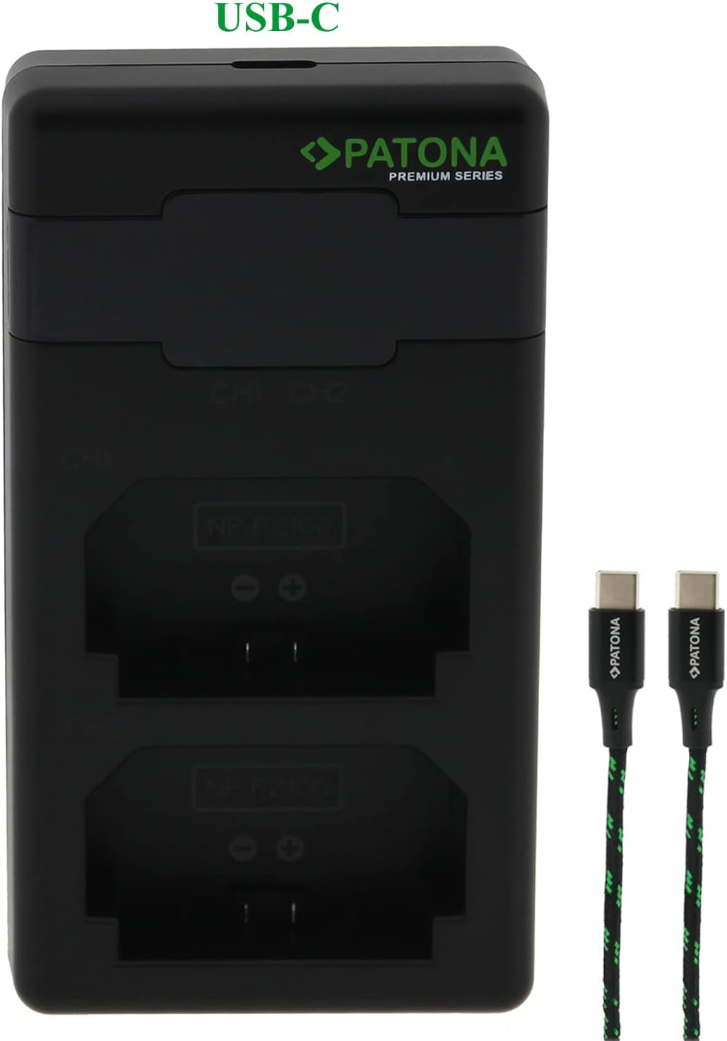 PATONA NP-FZ100 PD-Performance Akku-Ladegerät (1500mA) USB-C Mini Dual LCD - PD/QC fähig (161858)