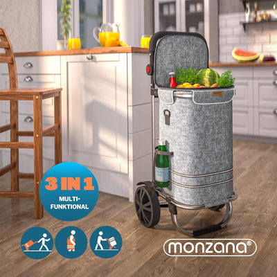 Monzana 2in1 Einkaufstrolley 56L bis 50 kg klappbar abnehmbare Tasche Handwagen Einkaufswagen Einkau