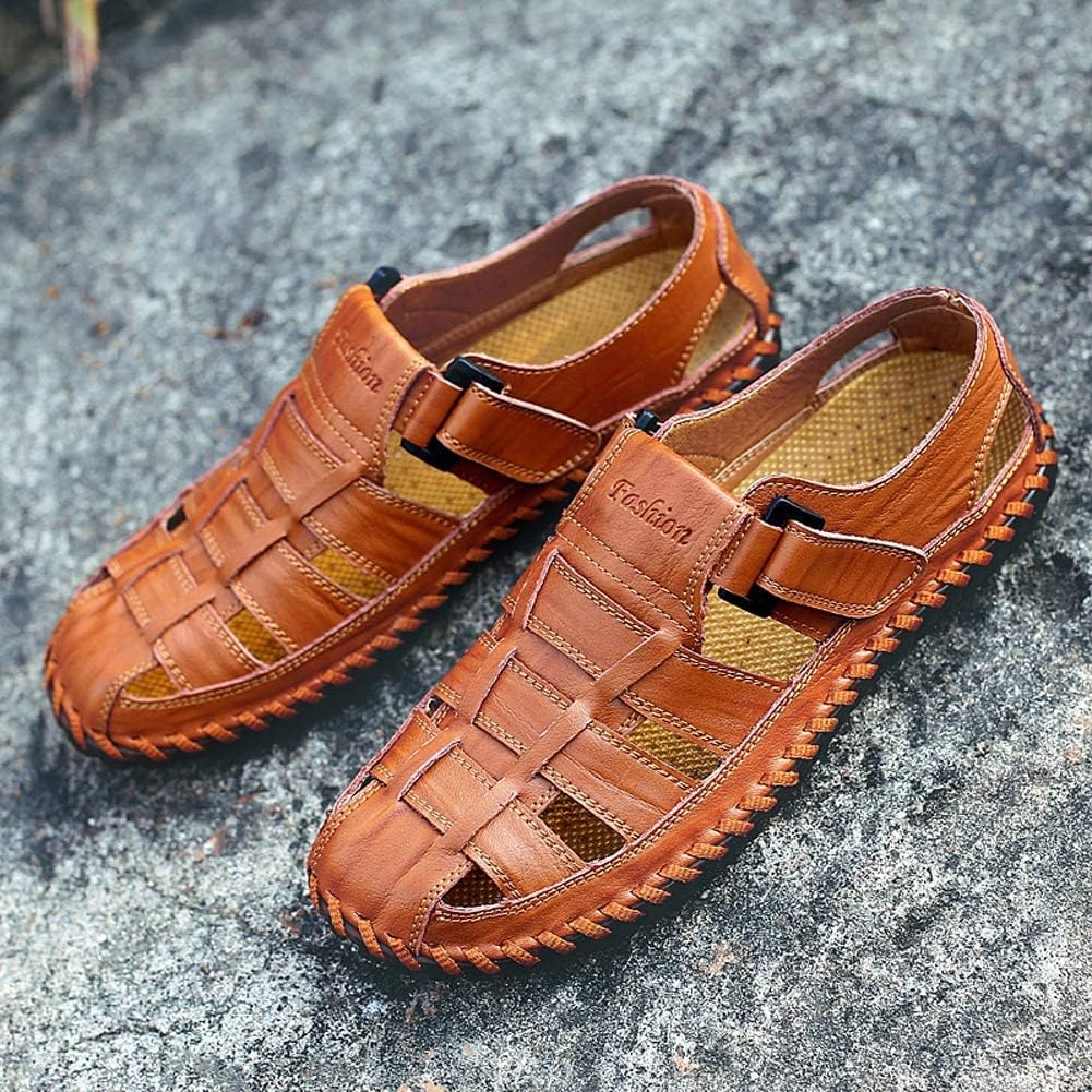Moodeng Herren Sandalen Outdoor Leder Sommer Outdoorsandalen Sport Trekking Strand Geschlossene Klet