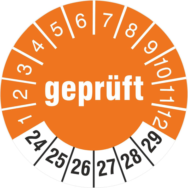 1000 Prüfetiketten mit Aufdruck Geprüft 30 mm 2024-2029 Prüfplaketten Prüfung 1000 30mm Durchmesser,