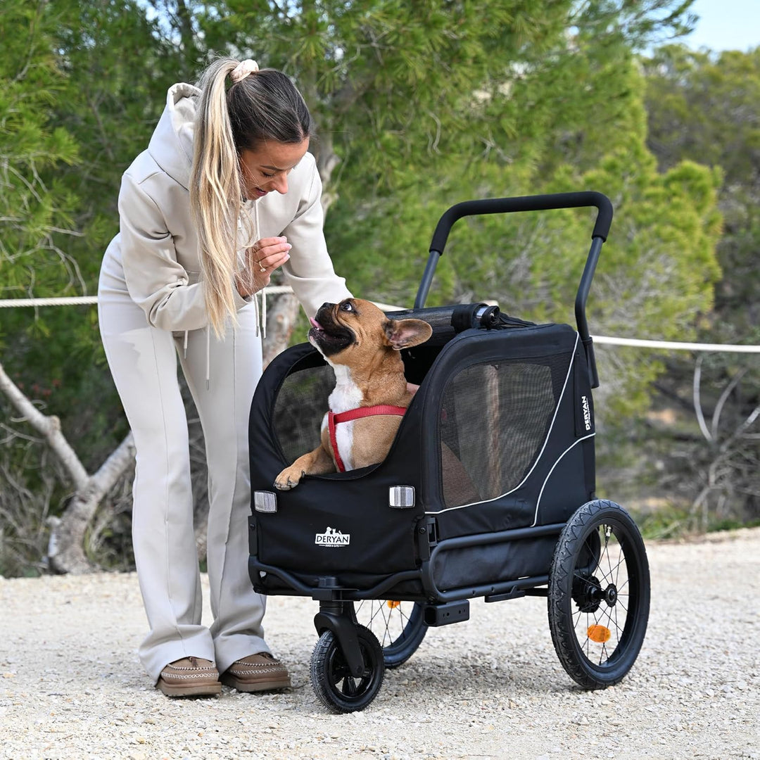 Hundefahrradanhänger 2-in-1 für Hunde – Fahrradanhänger, Jogger & Buggy – Zusammenklappbar & Multifu