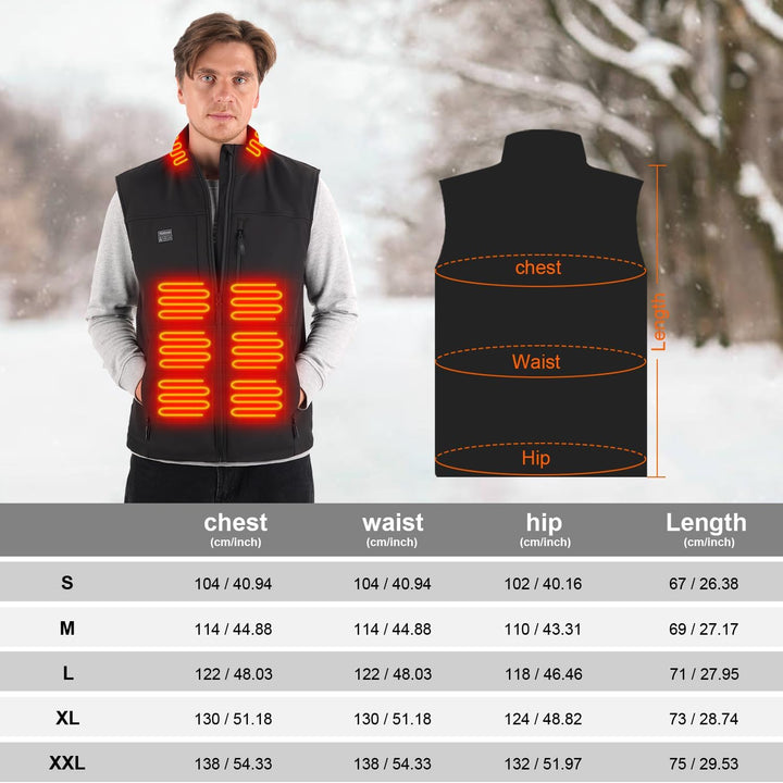 Moteoza Eletriksche Beheizte Weste Herren Wärmeweste mit Akku, Heizweste Winterjacke S Schwarz, S Sc