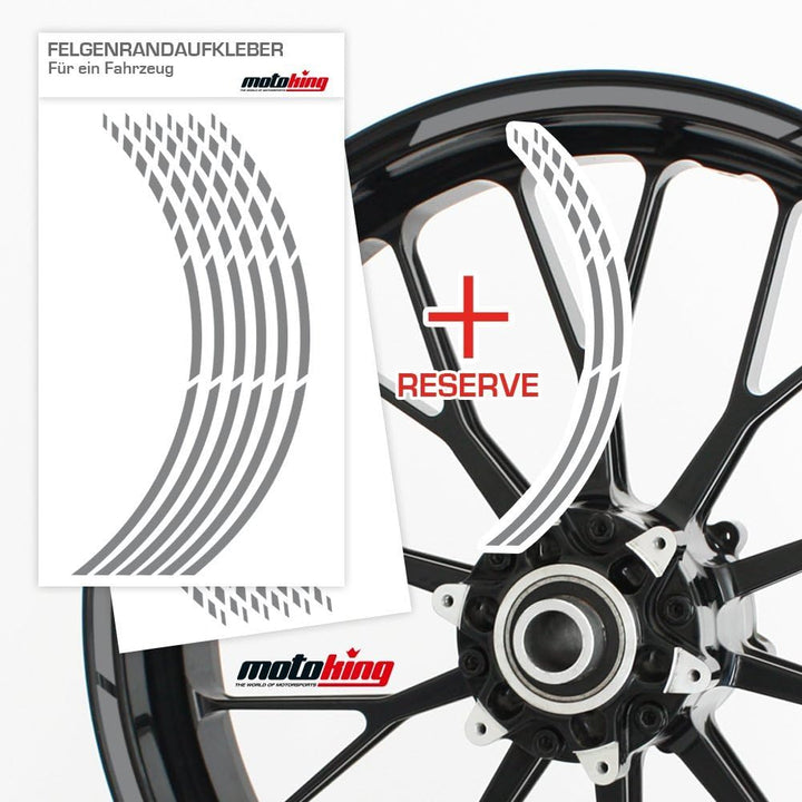 Felgenrandaufkleber im GP-Design in MATT/für 15" bis 19" / Silber MATT, Silber Matt
