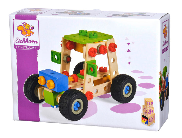 Eichhorn 100039028 - Constructor-Buggy 110-tlg., Holz-Konstruktions-Set, 4 Verschiedene Modellvarian