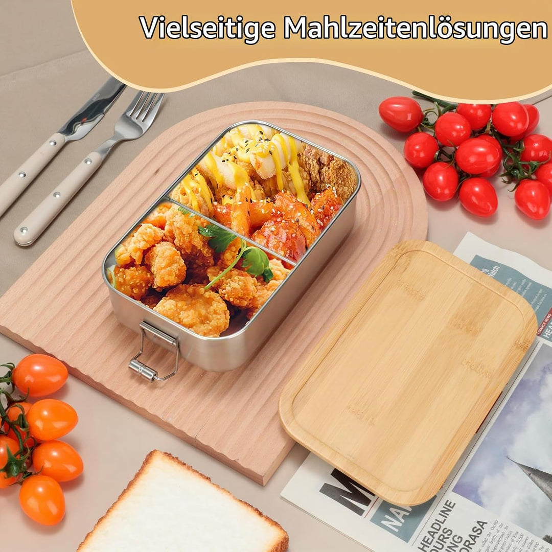 VINATO 1000ml Edelstahl Brotdose Mit Fächern, Lunchbox Erwachsene Für Schule, Arbeit &amp; Outdoor, Lunc