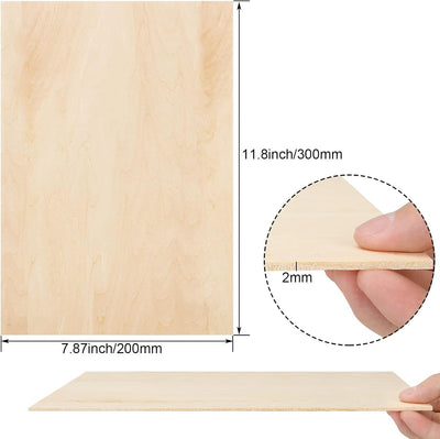 SENENQU 20 Stück Lindenholz 2 mm, 300 x 200 x 2 mm Sperrholzplatte Holz, Sperrholz Holzplatten zum B