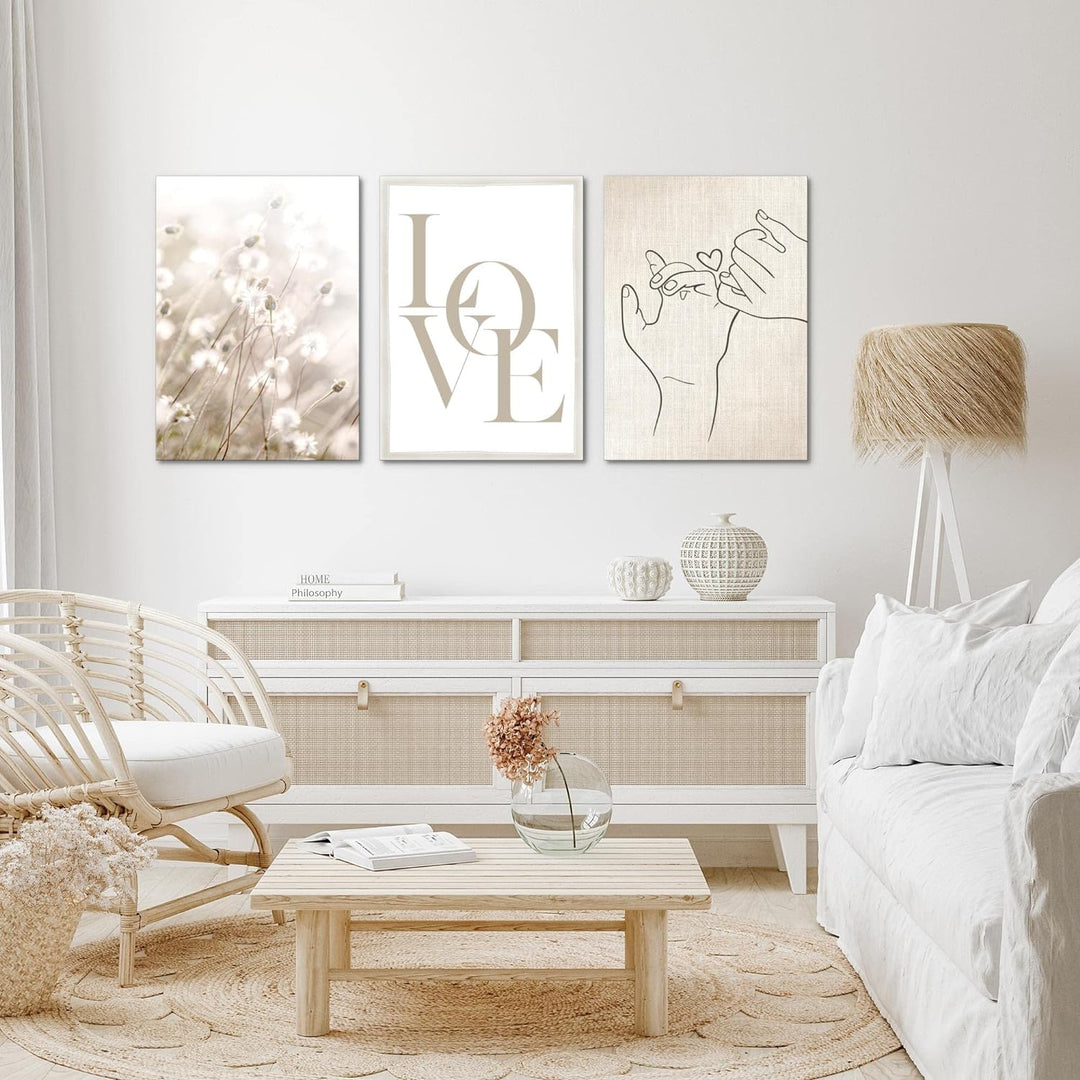 Novart Bilder Set Boho Strand - Kein Extra Rahmen benötigt - Wandbilder für Wohnzimmer Schlafzimmer