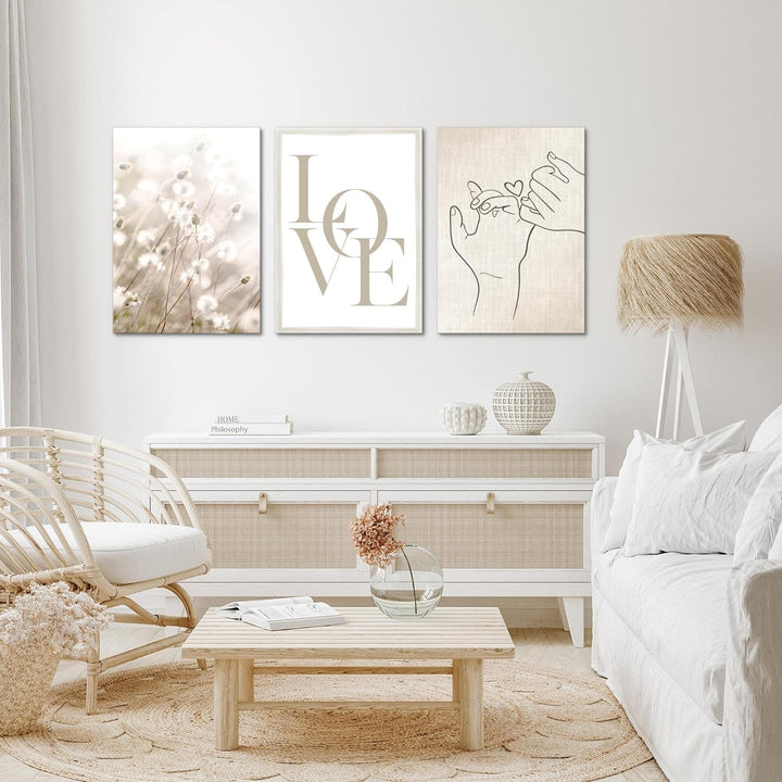 Novart Bilder Set Boho Strand - Kein Extra Rahmen benötigt - Wandbilder für Wohnzimmer Schlafzimmer