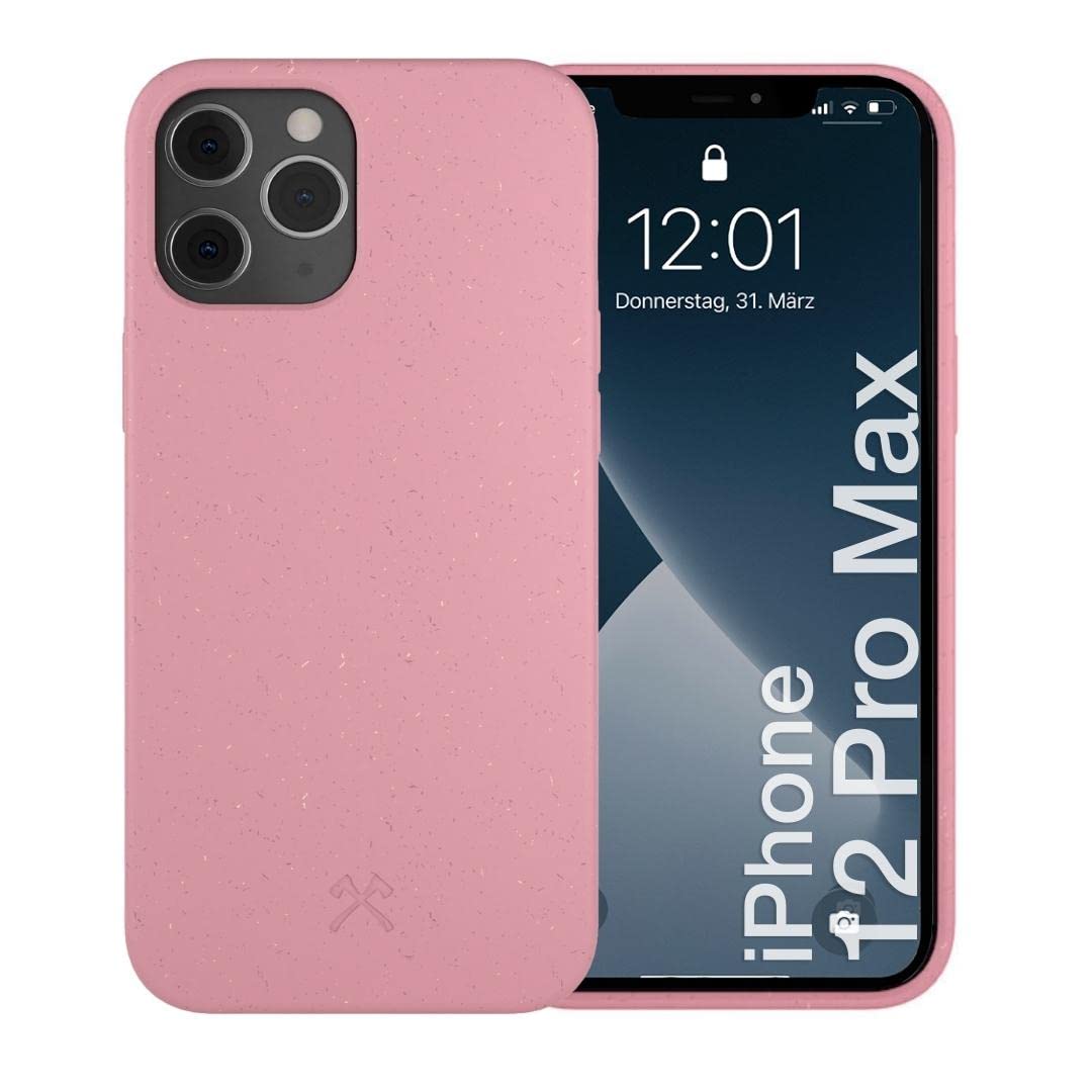Woodcessories - Antibakterielle Bio Hülle kompatibel mit iPhone 12 Pro Max Hülle pink - Plastikfrei,