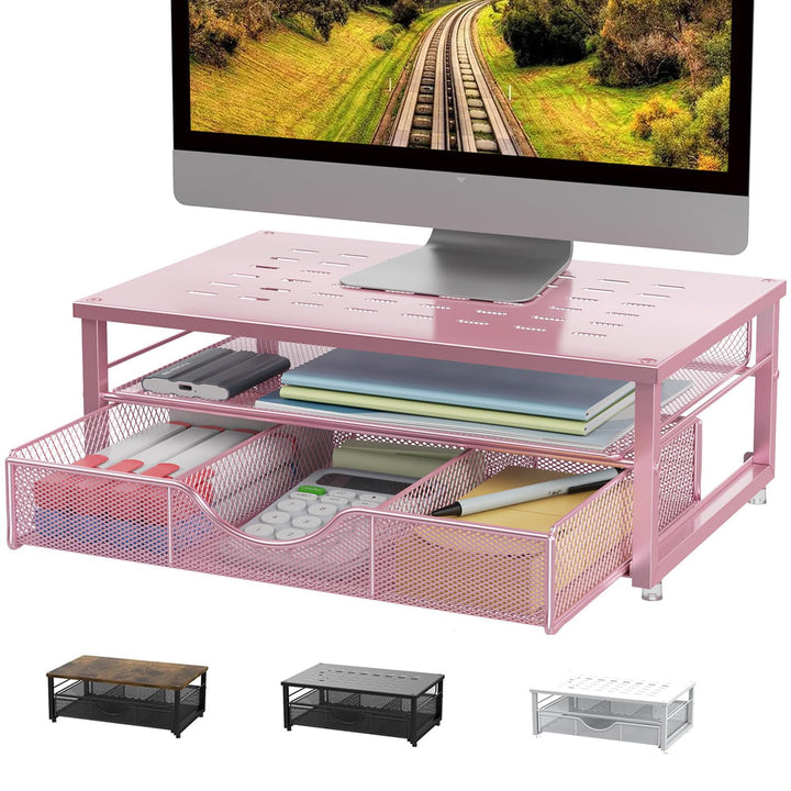 Computer-Monitorständer, Schreibtisch-Organizer mit Schublade, Schreibtischzubehör & Desktop-Aufbewa