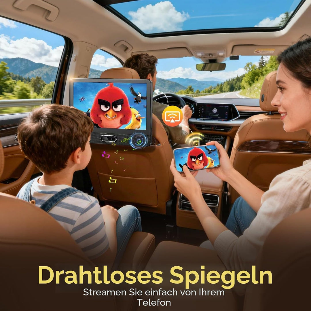 Arafuna 12 Zoll DVD Player Auto, Mirror Link, 1080p Auto Fernseher, DVD Player Auto Kinder Supporte