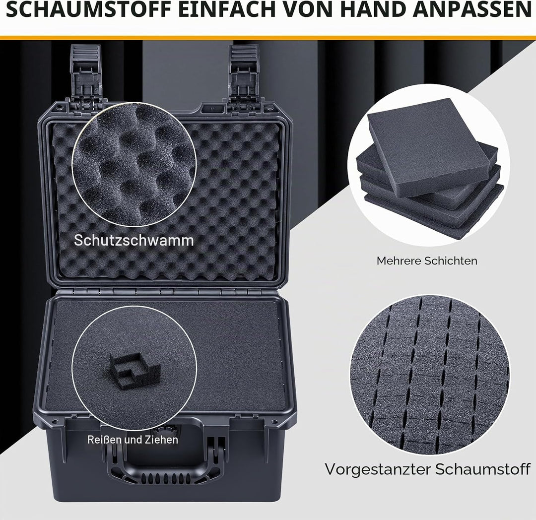 Lykus HC-2830 Wasserdicht Koffer mit anpassbar Rasterschaumstoff, Innengrösse 28,2x22,2x16,6 cm, Gee
