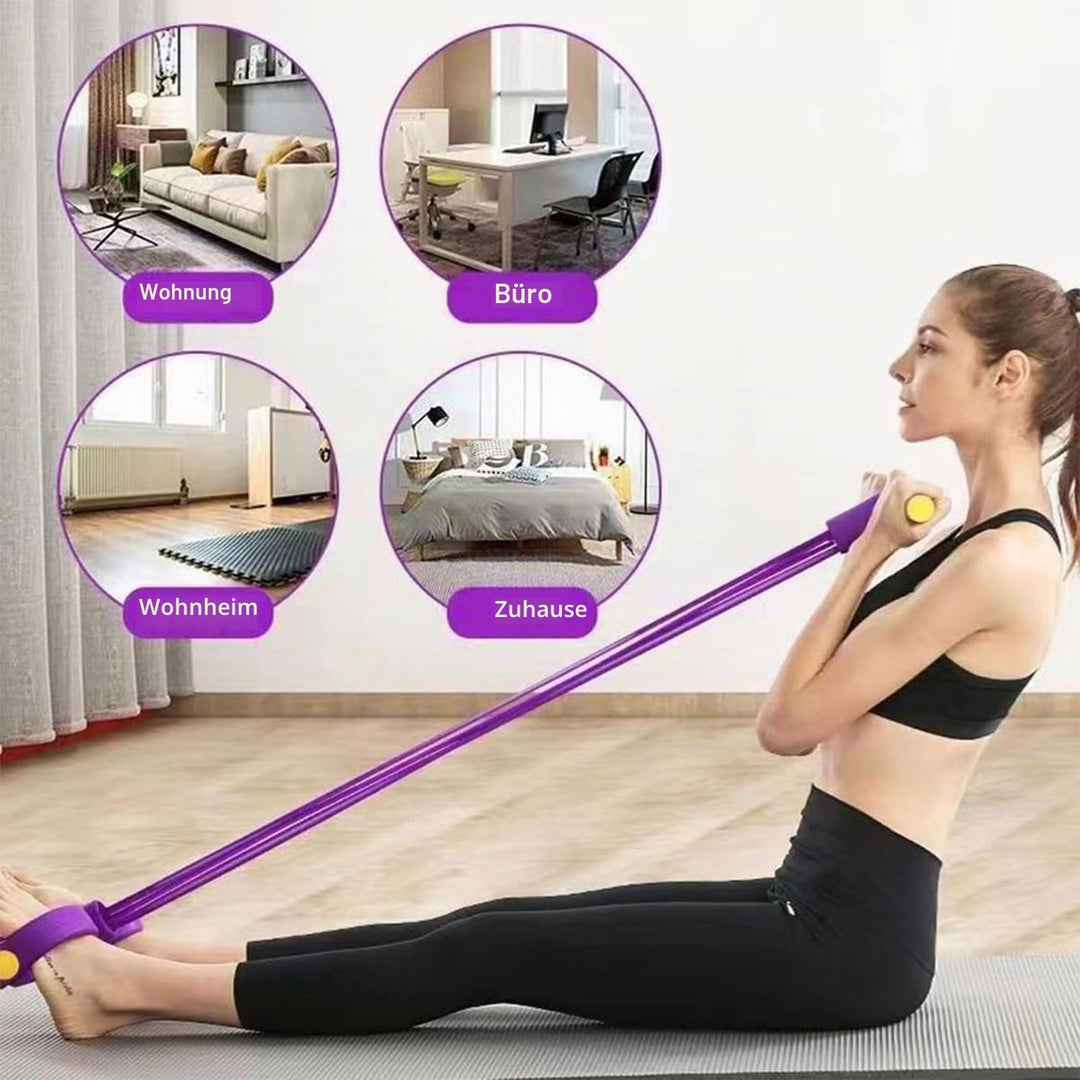 Bauchtrainer, Multifunktionales Spannseil mit Rückentrainer und Fitnessbänder, Sit-Up Trainingsgerät