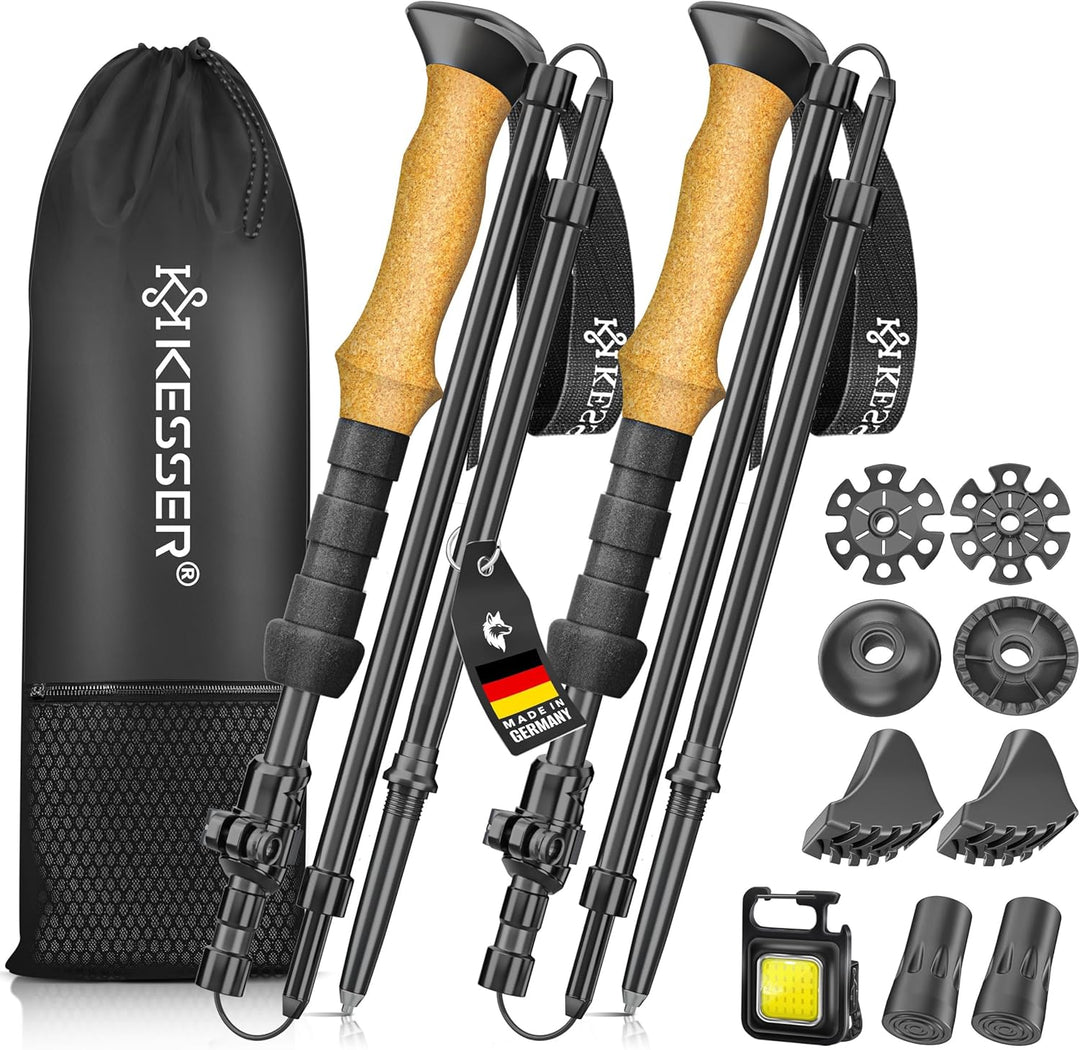 KESSER® Wanderstöcke Aluminium oder Carbon mit Korkgriff | Nordic Walking Stöcke für Damen & Herren