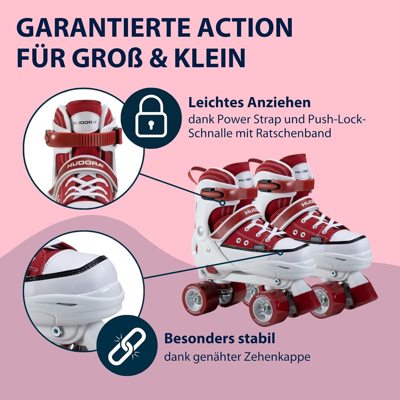 HUDORA Roller Skates, Sneaker für Kinder und Jugendliche - Grössenverstellbare Rollschuhe - Komforta