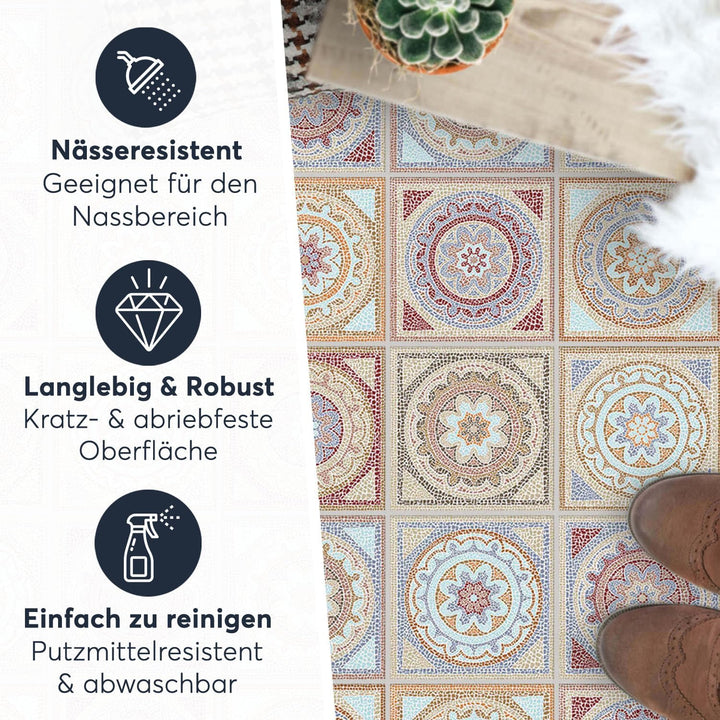 PVC Klebe-Fliesen für - [ Boden Fliesen ] - Aufkleber Folie Sticker für Boden-Fliesen - Küche oder B