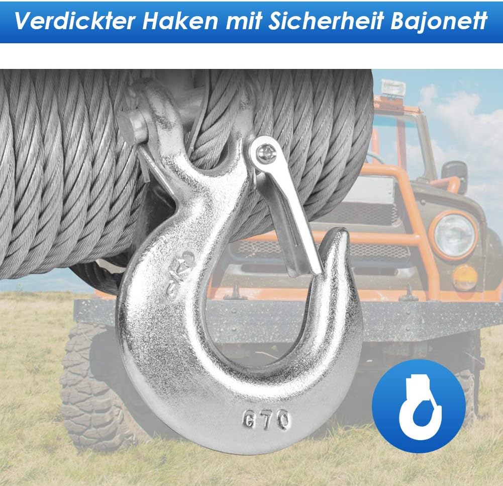 12V Elektrische Seilwinde mit Funkfernbedienung, Motorwinde Flaschenzug Hebezug, Elektrische Seilzug