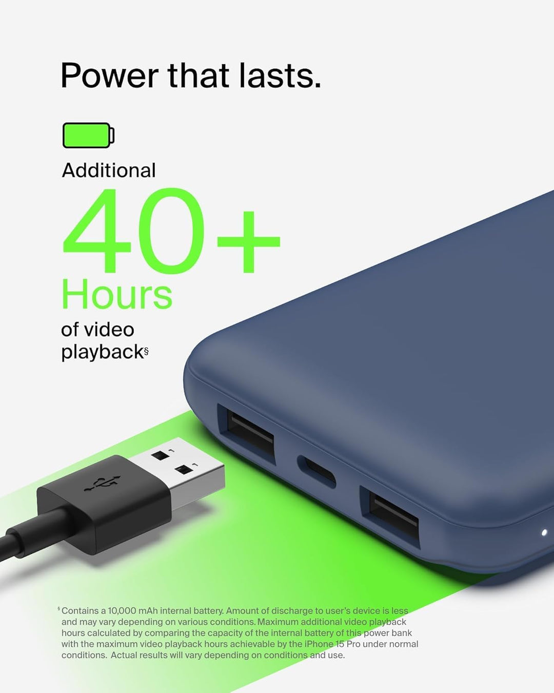 Belkin USB-C-Powerbank (10.000 mAh, 1 USB-C-Port und 2 USB-A-Ports zum Laden von iPhone, AirPods, iP