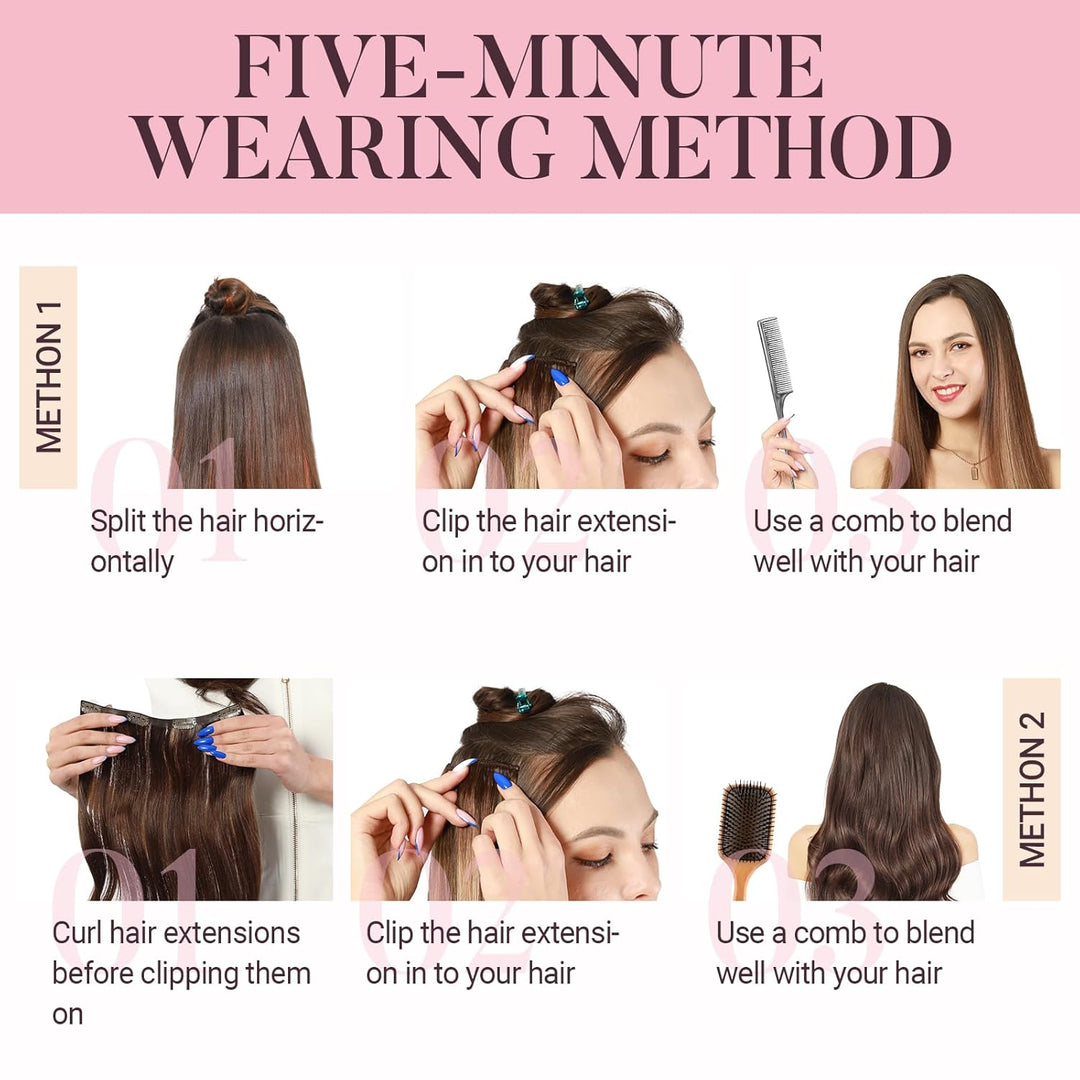 MAXITA Clip in Haarverlängerungen Echthaar Remy 12 Zoll 75 g 7 Stück Dunkelbraun 12 Zoll – 75 g – 7