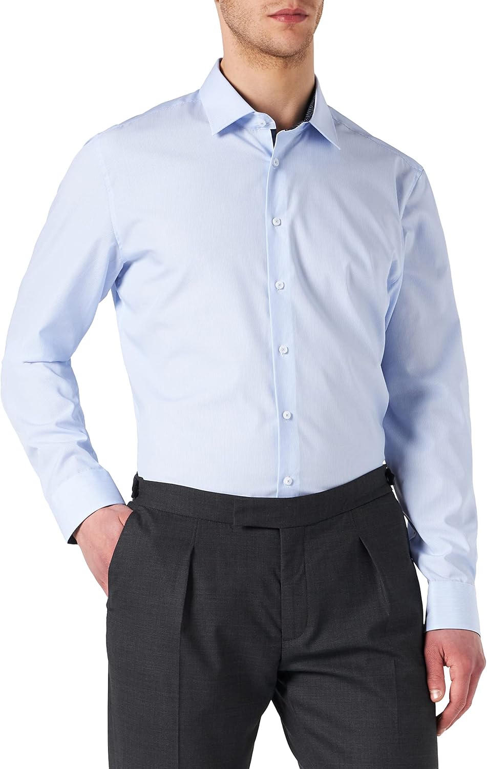 Seidensticker Herren Men Slim Patch Longsleeve Cotton Hemd 36 Hellblau(653700), 36 Hellblau(653700)