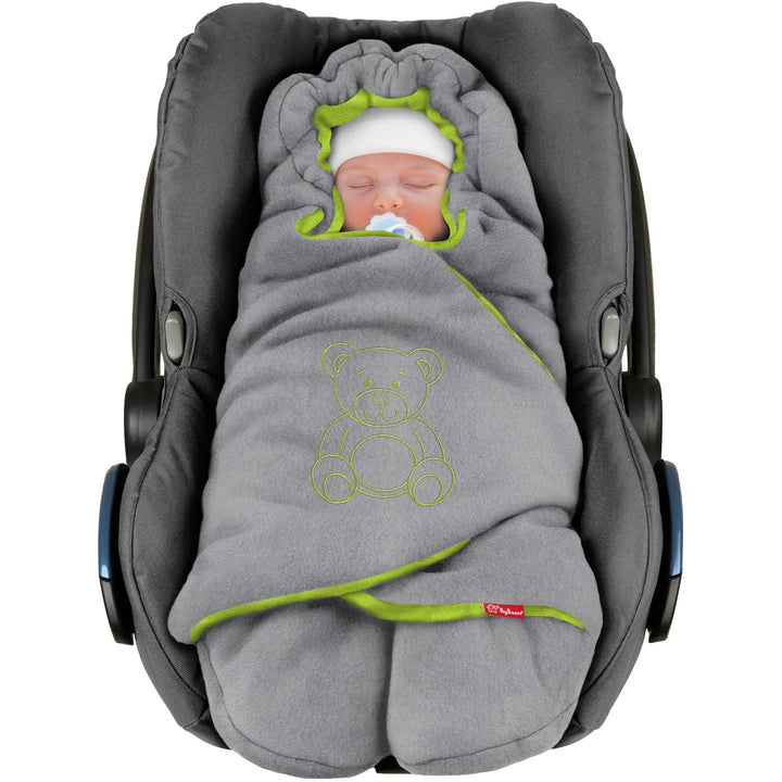 ByBoom Baby Winter-Einschlagdecke Das Original mit dem Bären, Universal Kuscheldecke für Babyschale,