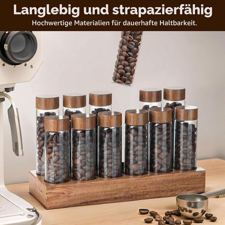 Kaffeebohnen-Aufbewahrungsröhrchen Einzeldosis, 6PCS oder 12PCS Kaffeebohnenkeller, Dosierglasfläsch