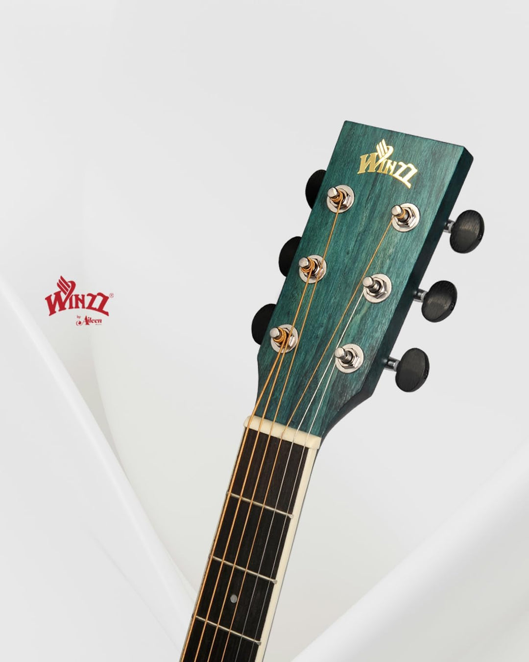 Winzz Akustikgitarre Blau-grün, Westerngitarre 40 Zoll, Gitarre Anfänger Set mit Gitarrenständer, Gi