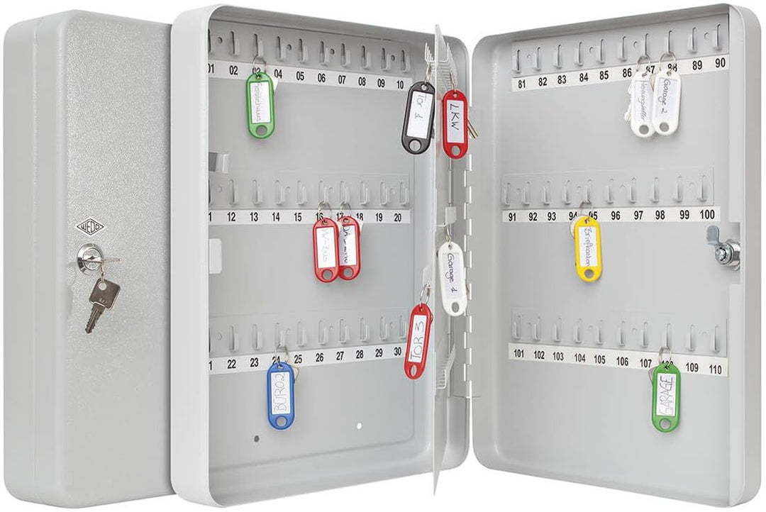 Wedo 10260837X Schlüsselschrank (für 110 Schlüssel, pulverbeschichtetes Stahlblech 28 x 6 x 37 cm, S