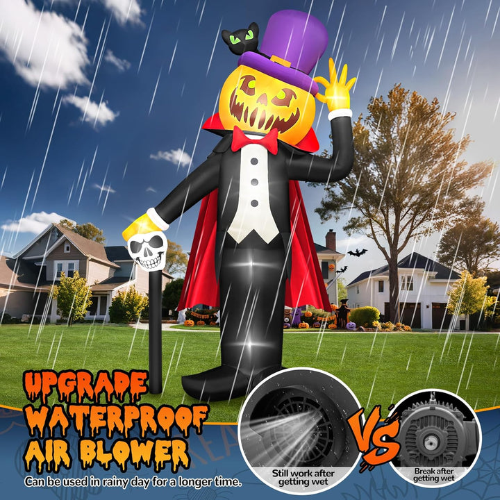 Kalolary 14FT Halloween Inflatables Aufblasbar Deko Kürbis Vampir Dekoration, mit eingebauten LEDs A