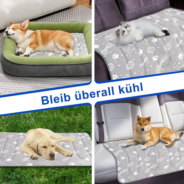 MH MYLUNE HOME Verbesserte Kühlmatte für Haustiere,100 x 70 cm,Grau | 300 g verstärkte Polsterung un