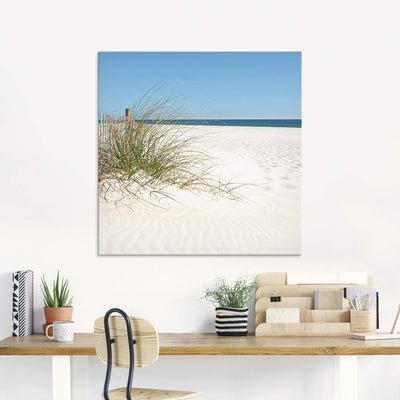 ARTland Glasbilder Wandbild Glas Bild einteilig 50x50 cm Quadratisch Strand Meer Küste Sand Düne Grä