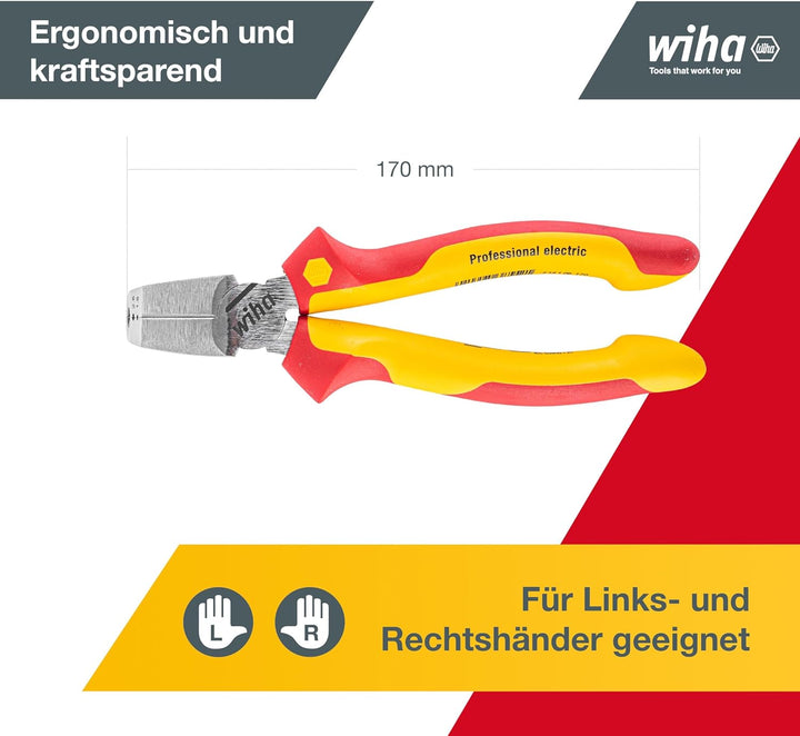 Wiha Installationszange TriCut electric VDE (38552), Seitenschneider + Abisolierzange + Abmanteln |