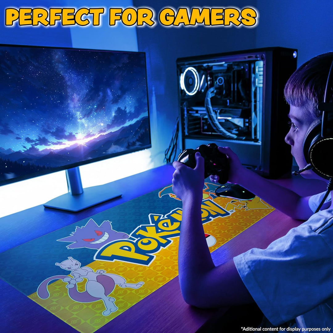 Pokemon Mauspad XXL 80x35 cm Schreibtischunterlage Gross Cooles Pikachu Mousepad Gaming rutschfest S