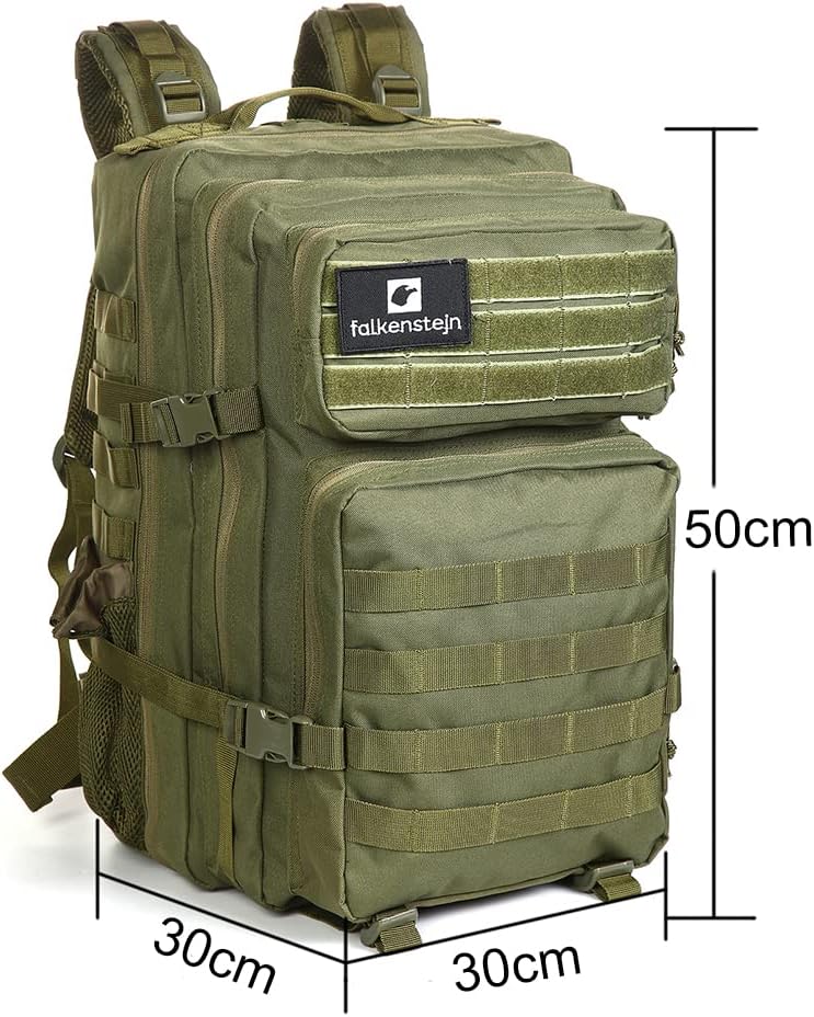 FALKENSTEJN Rucksack für Freizeit Outdooraktivitäten Schule Arbeit Multifunktionsrucksack Army 45l 4