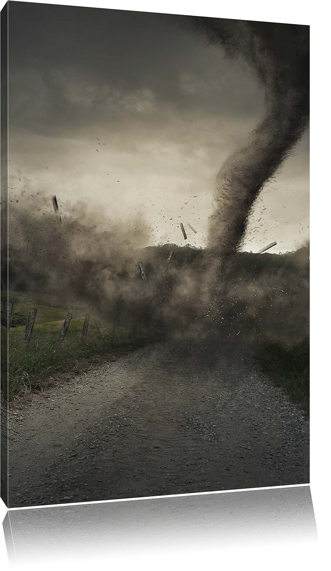 Pixxprint Tornado, Format: 100x70 auf Leinwand, XXL riesige Bilder fertig gerahmt mit Keilrahmen, Ku
