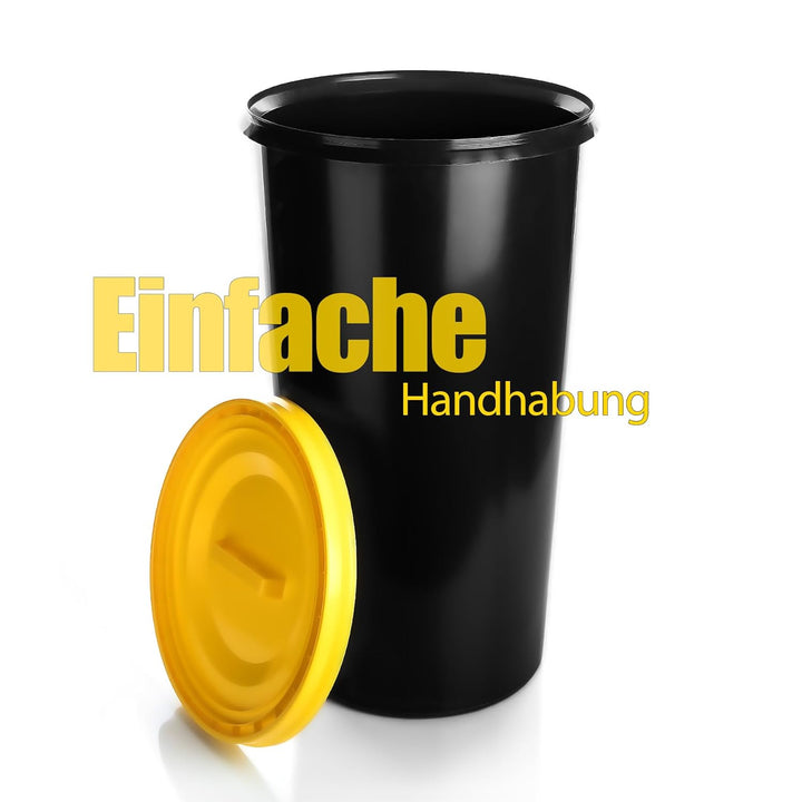 BigDean wetterfeste Mülltonne 60L mit luftdicht verschliessbarem Deckel in Gelb – Gelber Sack Tonne