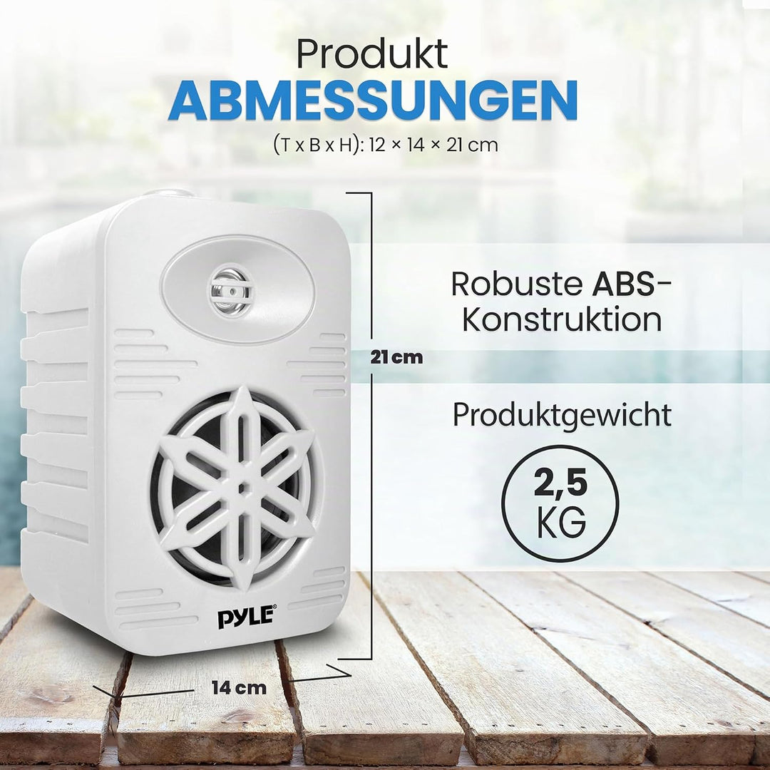 Pyle Lautsprecher Set Outdoor Indoor – 300W 4” 2-Wege Boxen wasserdicht Full Range Stereo Sound, Wet