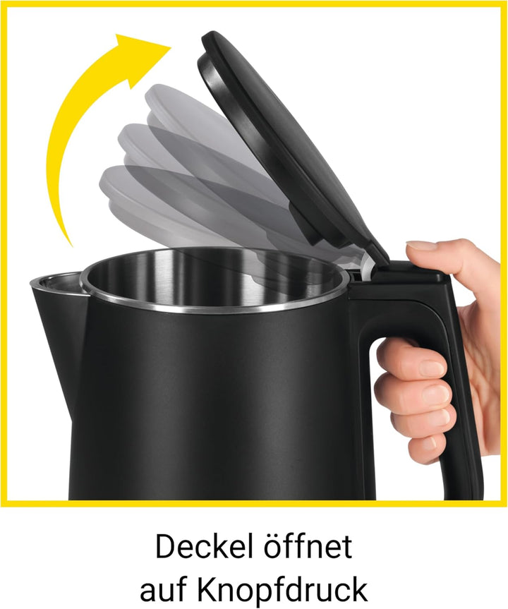 N8WERK Wasserkocher mit Doppelwand-Design in der Midnight Black Edition | Fassungsvermögen 1,5 Liter