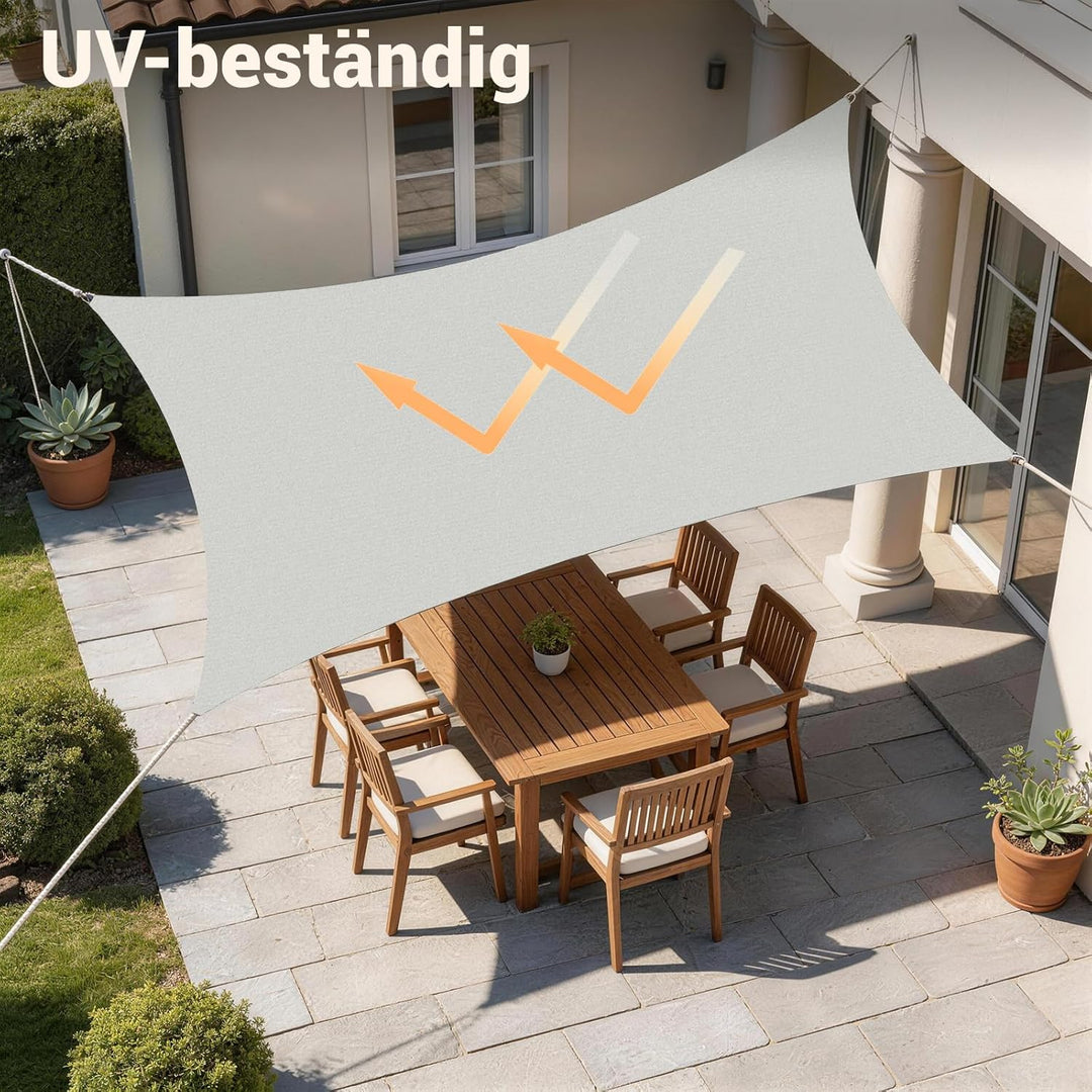 Sonnensegel 3x4m wasserdicht,Sonnenschutz Terrasse,Windschutz Wetterschutz Sonnensegel Rechteckig 42
