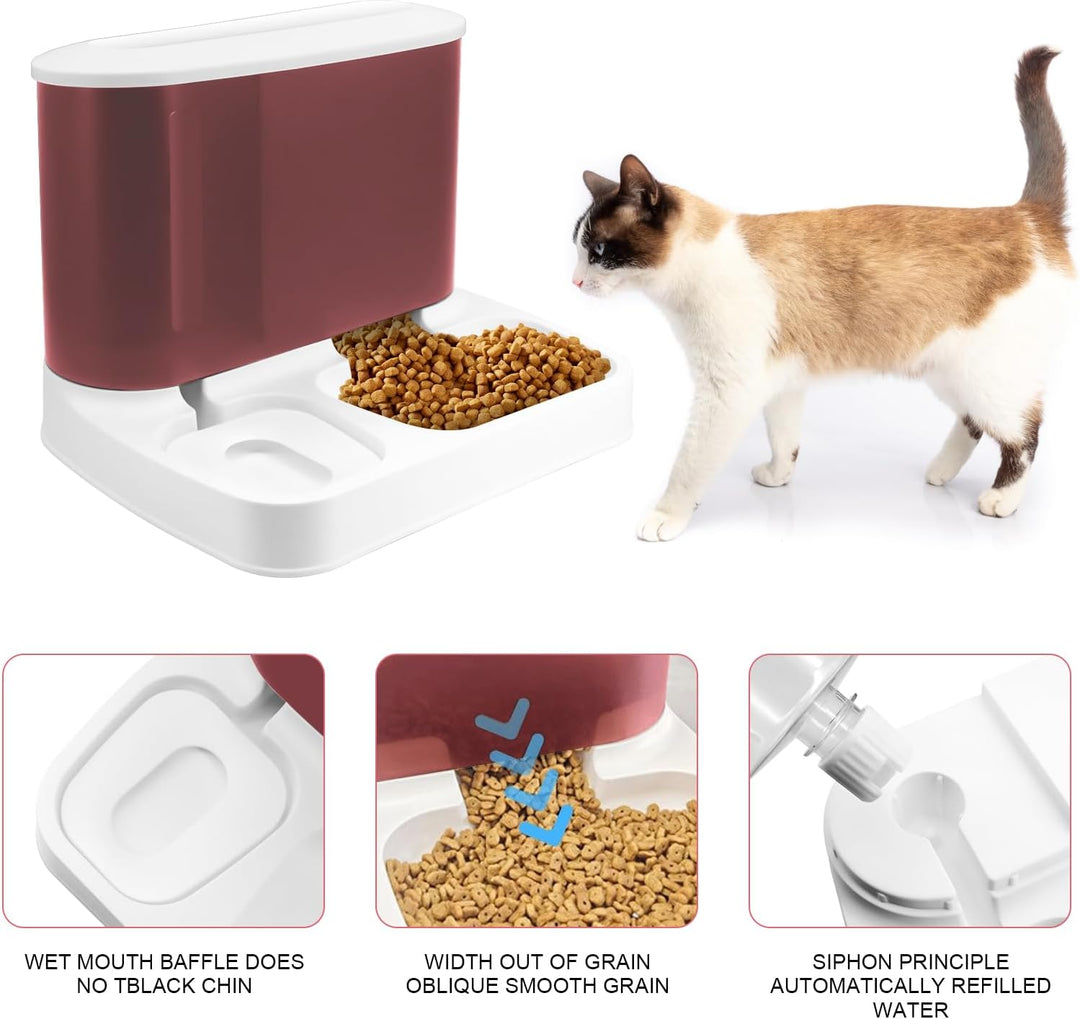 2-in-1 Automatisches Katzenfutter- und Wasserspender-Set Schwerkraft-Katzenfütterung Hundefutter- un