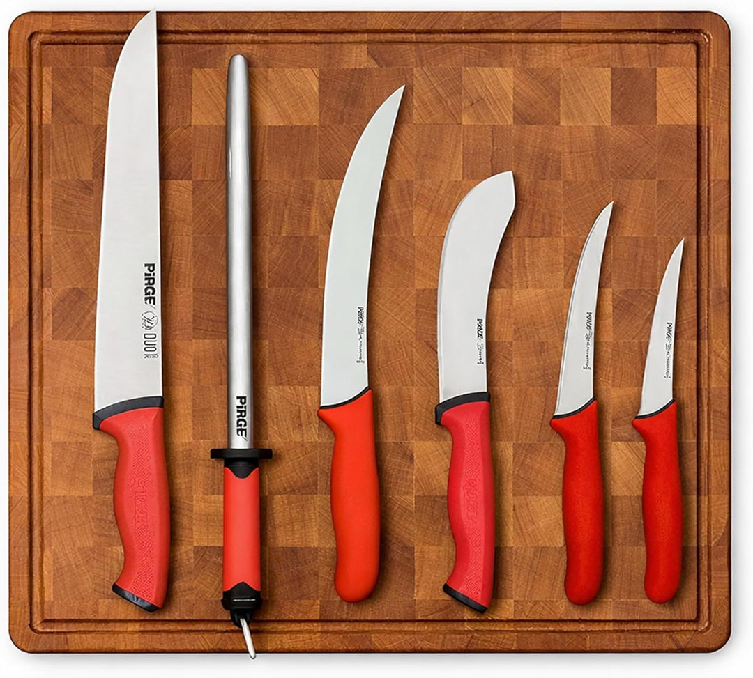 Pirge Metzgermesser Set für Messer Shop - Schlachtermesser Set 5 TLG - 25 cm Metzgeresser - 21 cm Au