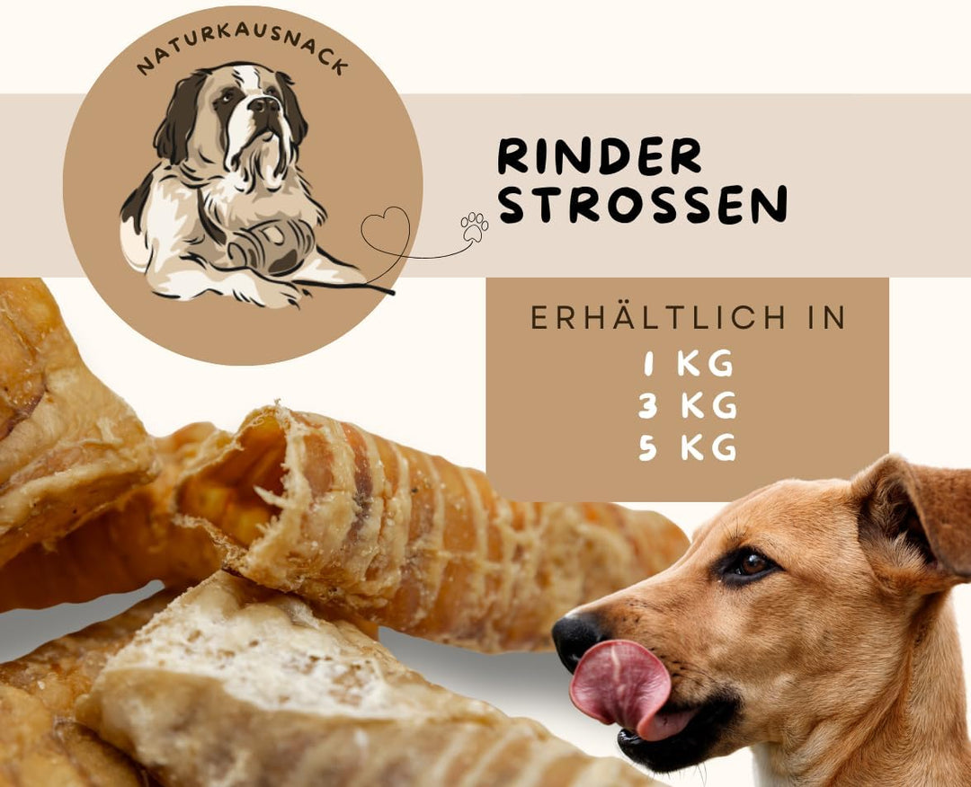 Warnicks Tierfutterservice Rinderstrossen Luftröhre Strosse 12-15 cm Stücke (2 x 1KG) 1 kg (2er Pack