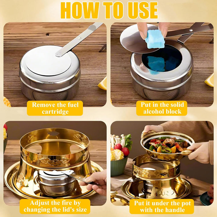 8 Stück Brennpastenbehälter Edelstahl, Brennpastenbehälter mit Deckel, Fondue Brenner, Brennpaste Be